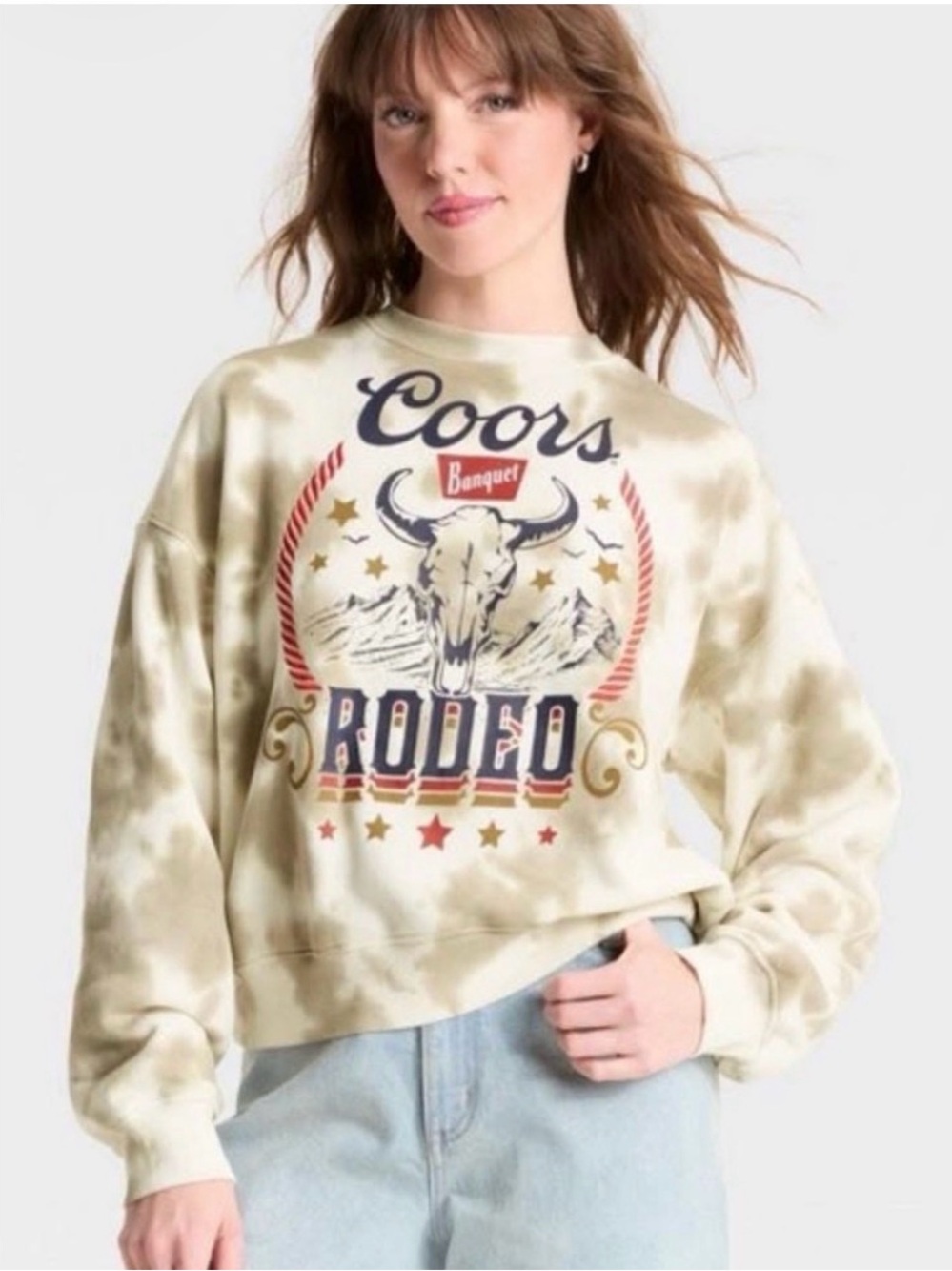 Coors Rodeo Tie-Dye Crewneck Sweater - Cream Size XXL NWT